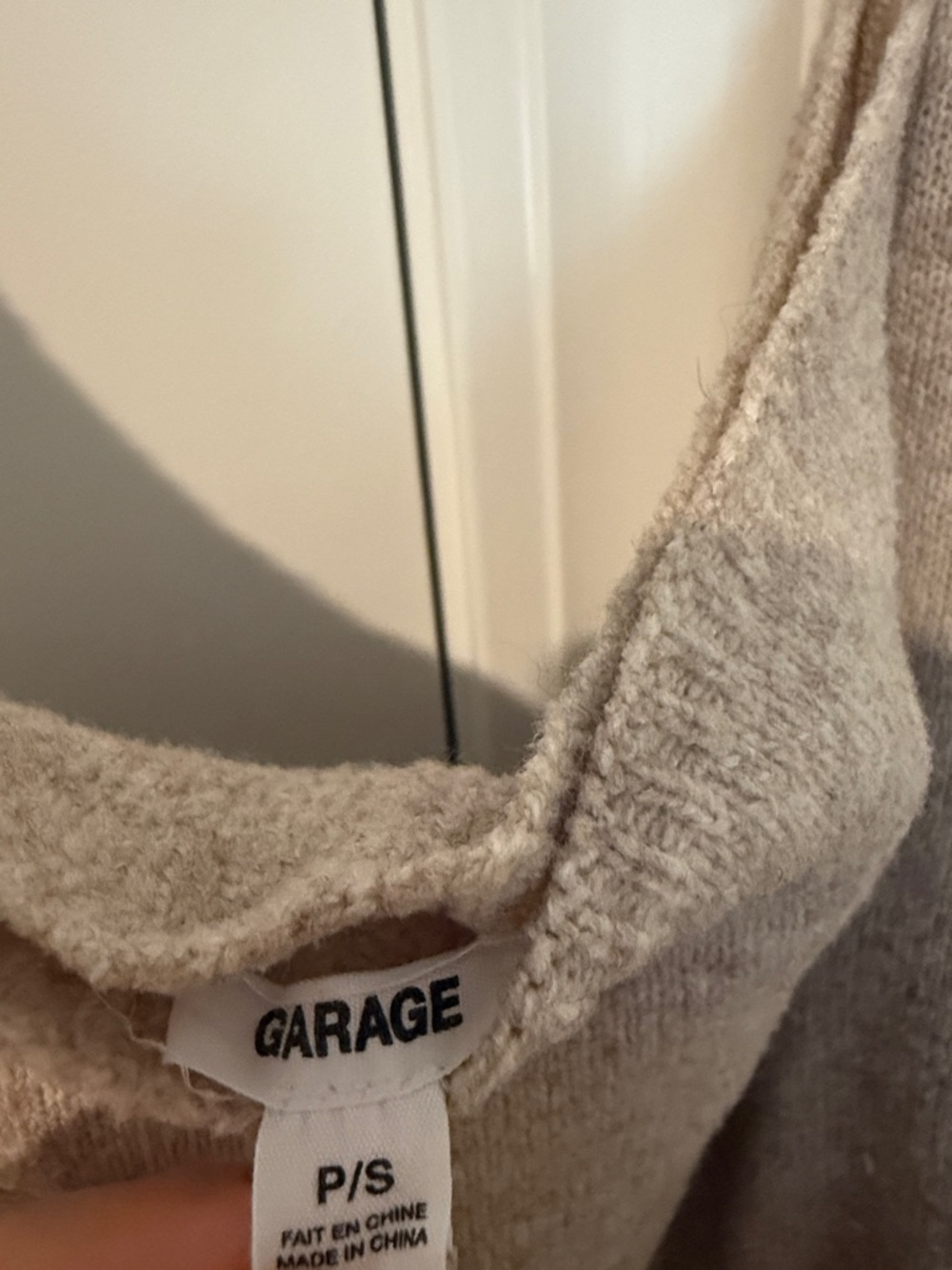 Garage Cozy Off-Shoulder Taupe Sweater - Picture 2 of 4